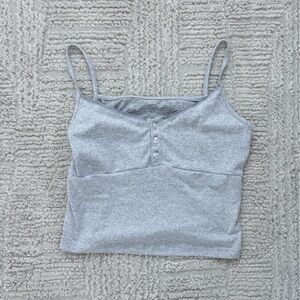 Gray Strapless Top with Button Detail